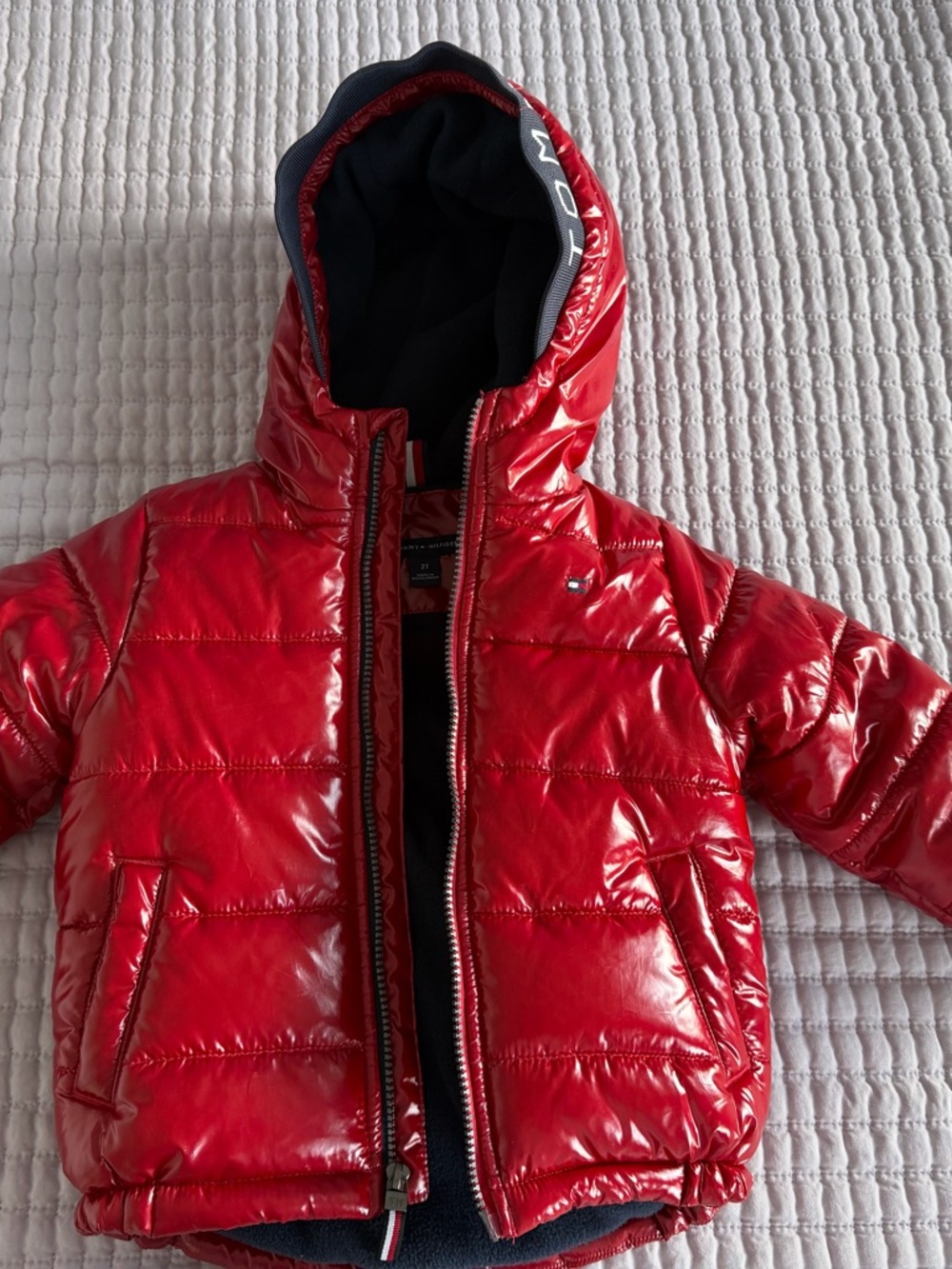Tommy Hilfiger Shiny Red Kids Puffer Jacket with Hood